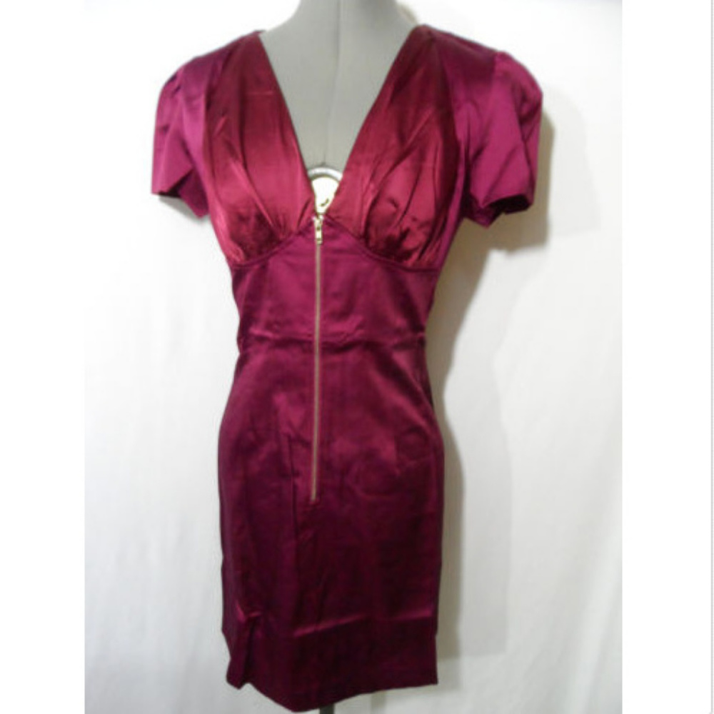 Nwt C.LUCE 50's Style Retro Plunge Dress SML Wine
